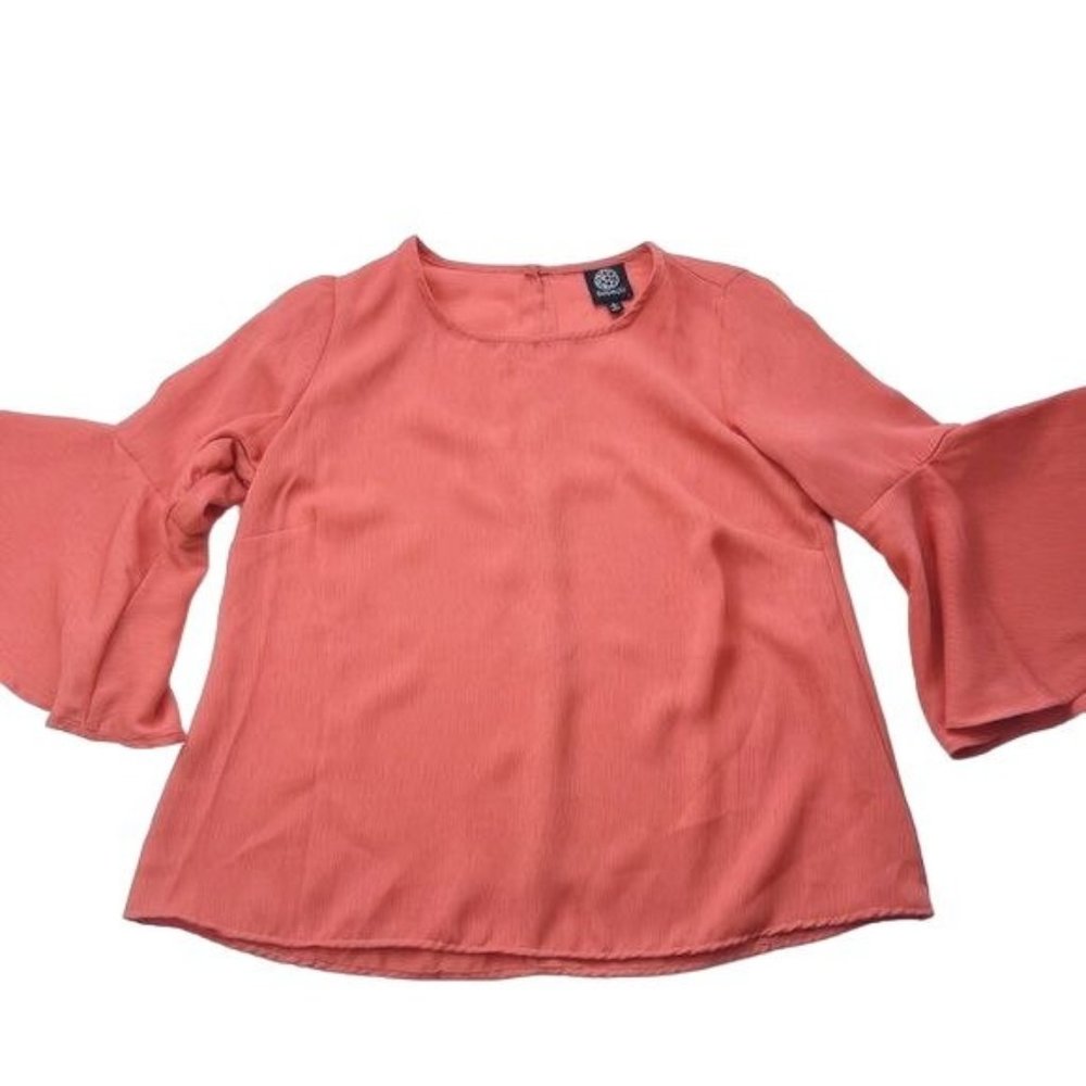 Bobeau Burnt Orange BOHO Bell Sleeve Blouse Top Size Small